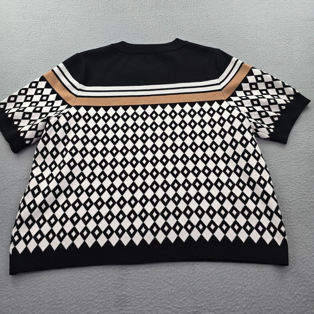 Adrianna Papell Sweater Women Large Multicolor Geometric Jacquard Oversized Knit - Picture 2 of 7